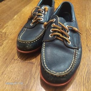 Classic Oxford Style Loafers Vintage Campside Navy blue leather womens 6W